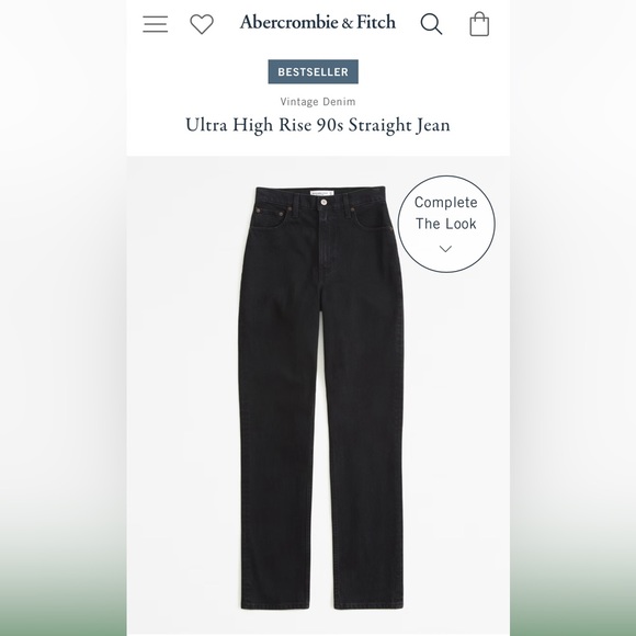 Abercrombie 90s Straight Black Denim - Picture 2 of 2
